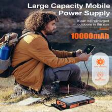 太阳能移动电源，10000mAh 便携式充电器，内置手摇曲柄，2.4A USB-C 快速充电，3 个输出和 3 个输入，SOS/频闪/手电筒/指南针，适用于手机/露营/徒步旅行/旅行，适合夏季假期户外旅行/露营和紧急备用移动电源 - 藍色 - 查看 7