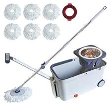 Spin Mop And Bucket With Wringer Set On Wheels, 180° Spinning Mop Bucket System With 6 Washable Microfiber Replacement Mop Pad - 彩色 - 查看 2