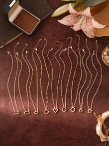 1pc Simple Fashion Love Looped Ring Pentagonal Star Looped Ring Oval Looped Ring Fried Dough Twists Looped Ring Chain Necklace, Can Be Used For DIY Women's Necklace, Electroplated 18K Gold Waterproof Sweatproof, Suitable For Daily Use, Women's Jewelry, DIY Accessories