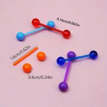 10/20/30pcs Fashionable UV Acrylic Flexible Tongue Rings, Body Piercing Jewelry - Multicolor - View 2