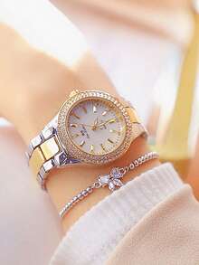 2pcs/Set Fashionable & Versatile Women's Quartz Watch With Round Dial, Metal Strap, Rhinestone Bow Bracelet, Suitable For Gifts, Festivals And Daily Wear - Multicolor - View 3