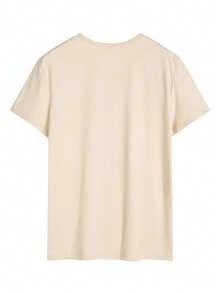 Men's Casual Letter Printed Short Sleeve T-Shirt, Spring/Summer - Apricot - View 2