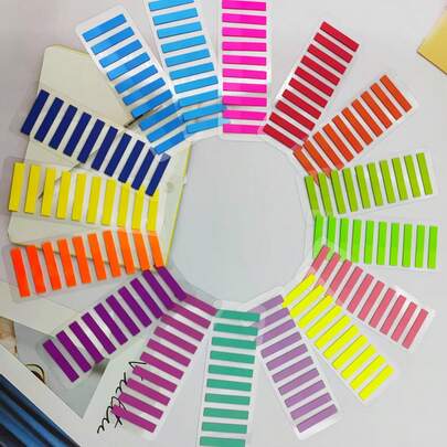 1 套/200 张纯色透明便签，8 毫米超薄索引标签，阅读标记，学生书籍分类贴纸，办公室必备，文件标签