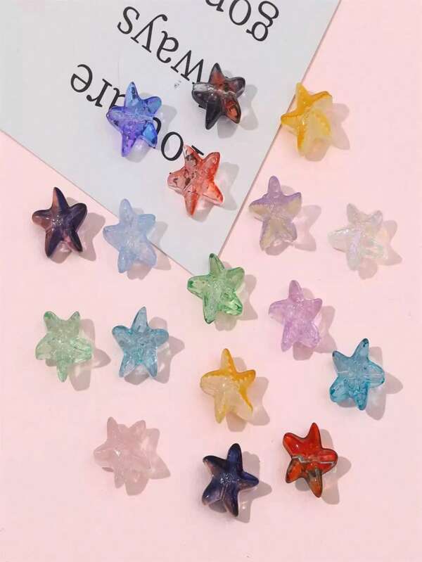 Paquete de 20 piezas Cuentas de vidrio de lampwork de 14mm con agujero central, encantos en forma de estrella de mar y vida marina, accesorios DIY para joyas como pulseras, aretes, hilos de cuentas
