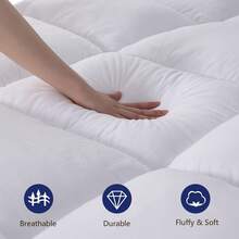 Thick Mattress Topper Queen, Pillow Top Mattress Topper Overfilled 900 GSM Down Alternative , Cotton Super Soft Quilted Cooling Mattress Pad 8-24" Deep Pocket - White - View 8
