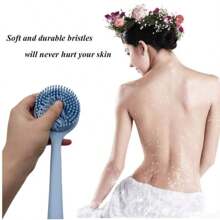1pc Silicone Body Cleaning Brush, Long Handle Back Scrubber, For Shower Scrub, Exfoliating, Soft Silicone Bath Brush For Men, Women And Kids, Deep Cleansing Exfoliating Bathroom Use (Multi-Color Available)