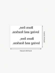 1 件时尚简约防水防汗临时纹身，带有英文短语“生而自由，爱无畏”，持续 1-3 天 - 黑色 - 查看 6