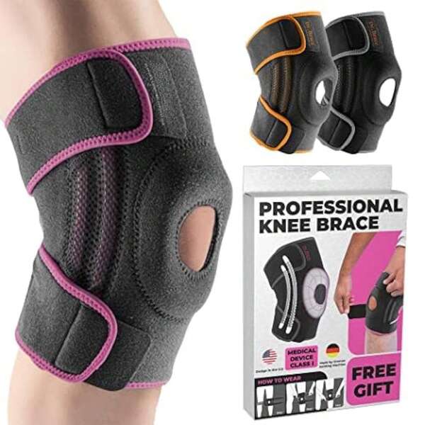 Universal Free Size Knee Brace With Side Stabilizers, Elastic Compression Knee Support Sleeve, Practical Patella Protective Wrap Fit For Men And Women, Ideal Sports Accessory For Running Basketball Fitness Daily Workout And Comfort Support Use