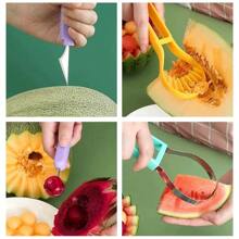 1pc 3 In 1 Fruit Slicer, Stainless Steel Multi-Purpose Fruit Scoop, Portable Kitchen Tool