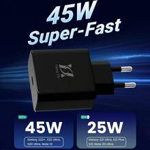 45W USB-C Fast Charger Adapter Compatible With Samsung Galaxy S24, S23 Ultra, S22, S21, S20, A33, A53, A54, A14, A13, Z Flip/Fold4, Type-C Wall Charger Plug - EU C Type Plug(220-240V) - View 4