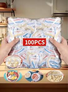 100 Stücke Einweg Essensfolie Abdeckung, Duschkopf Abdeckung, Mehrzweck Einweg Schrumpfbeutel, Einweg Schuhüberzieher, Verdickte Küchen Frischhaltefolie, Haushaltsfolie für Kühlschranklebensmittel mit elastischer Teleskop-Abdeckung
