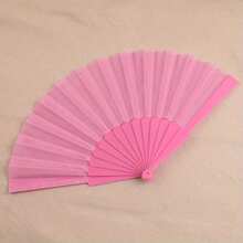 Kipas Tangan Lipat Warna Polos, Kipas Fashion Wanita Serbaguna, Kipas Lipat Multiguna untuk Menari, Pernikahan, Pesta, Pengantin, Musim Panas - Hot Pink - View 6