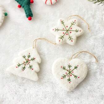 1 件圣诞装饰，迷你雪花毡圣诞树装饰，适合圣诞节装饰、节日礼物、汽车挂饰、家居装饰