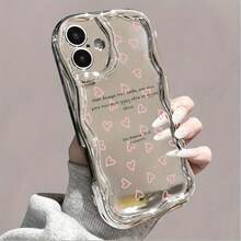 Estuche para teléfono Estuche para teléfono con onda galvanizada de 1 pieza con colgante de perla, cubierta protectora a prueba de golpes de cobertura total, accesorio de moda compatible con la serie 11 12 13 14 15 16 Pro Pro Plus - Diseño elegante Nuevo teléfono - Colores mixtos 3 - Ver 8