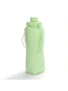 1PC 600ml Green Silicone Collapsible Water Bottle, Portable Outdoor Travel Sports Cup, Heat-Resistant, Space-Saving, For Hiking, Camping, Fitness, And Daily Use - 綠色 - 查看 5
