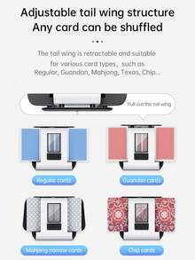 1pc Automatic Card Shuffler - One-Press AUTO & Manual Mode, Electric Shuffling Machine For 1-2 Decks, Low Noise, Rechargeable & Portable Shuffler Machine For Poker, UNO, Blackjack, Skip-Bo, Phase 10 - Automatic Card Shuffler - View 7