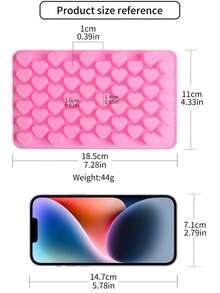 1 件心形设计 DIY 硅胶模具，55 格粉色硅胶模具，适用于 DIY