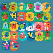 Montessori Wooden ABC & Number Puzzles - Engaging Preschool Learning Flashcards With Animal Fun - Multicolor - View 3