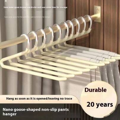 1pc/5pcs/10pcs Stylish Goose-Shaped Pants Hangers, Durable Non-Slip Trouser Holders Perfect For Organizing Your Closet, Innovative Z-Shaped Design For Effortless Access, Ideal For Fashion Enthusiasts And Home Organizers, Maximize Space And Keep Your Wardrobe Neat, Perfect For Seasonal Wardrobe Changes And Holiday Preparations, Enhance Your Closet Aesthetics With Functional Elegance, Must-Have Accessory For Every Fashion-Forward Individual, Elevate Your Storage Solutions Today!