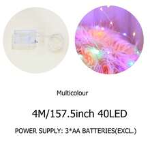 1pc 3/4/10m Battery Powered Home Decor Copper Wire LED Fairy Lights – Warm/White/Multicolour/Blue String Lights For Bedroom Decor, Curtain Decor, Wedding Decor, Party Decor (Flameless Indoor, Reusable Holiday Lighting) - 3 AA Copper Wire Lights - View 18