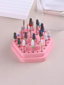 Caja de almacenamiento de herramientas para uñas con 48 agujeros, organizador hexagonal a prueba de polvo para exhibir y clasificar brocas de pulidora para máquina de uñas y suministros de salón en el hogar - Multicolor - Ver 9
