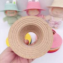 Sombrero de paja de 10-17 cm para muñeca, sombrero tejido con orejas, accesorio de decoración para muñecas, adecuado para ropa de muñeca, estilo campestre, adecuado para el Día de San Valentín, Navidad, Pascua, cumpleaños (muñeca no incluida)