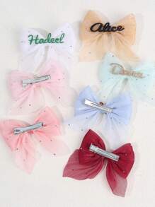 1 pièce Nœud de cheveux en maille personnalisé pour filles, pince à cheveux avec nœud strass. Petite épingle à cheveux rose et blanche pour tresser les cheveux. Accessoires de cheveux mignons et doux pour filles, cadeau
