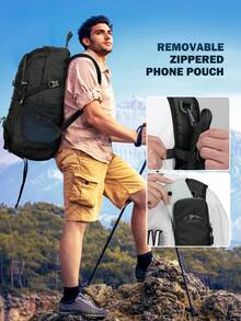 NEWHEY Hiking Backpack Men Women 40L Backpack Waterproof Large Travel Backpack Easily Foldable Trekking Backpack With Detachable Phone Pocket For Mountaineering Hiking Climbing Cycling Camping Travel - Multicolor - View 7