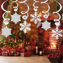 quot;Salones de cubierta con decoraciones colgantes en espiral con copos de nieve plateados: ¡perfectos para una Feliz Navidadquot; - Plateado - Ver 3