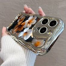 Funda de teléfono 1 pieza adecuada para 16 ProMax/16Plus/16Pro/16, 15/14/13/12/11 nuevo patrón de moda galvanizado en forma de onda - Plateado - Ver 9