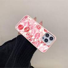 Pink Red Lipstick Kisses Pattern Background Element Design Phone Case,Fits For IPhone 16/15/14/13/12/11/X Series,With Shockproof Protection,Good Gift Choice,Slim Fit Scratch Resistant, Artistic Design - Hồng - Xem 6