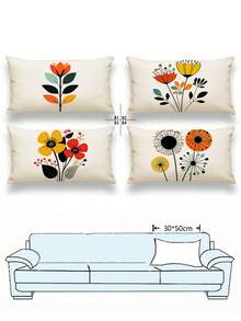 4 件套几何花卉图案抱枕套，18x18 英寸 - 沙发和卧室装饰靠垫套，带拉链，可机洗，黄色 - 黃色 - 查看 5