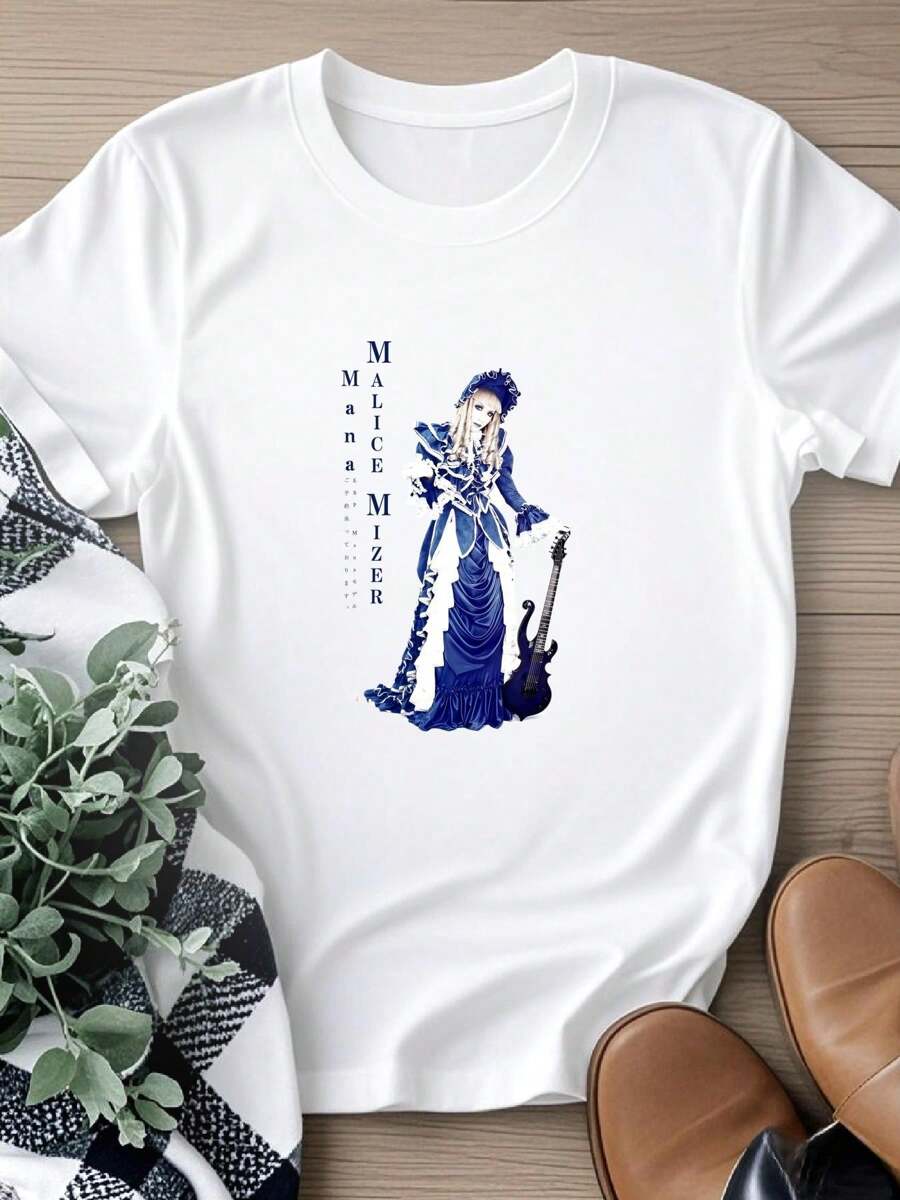 180g Pure Cotton MALICE MIZER Band And Guitar WHITE T SHIRT FULL SIZE S 5XL Vintage Washed Designer Clothes Versatile Fashion Breathable Soft Streetwear Stretched Stylish Top For Everyday Wear Casual Homme Summer For Women Graphic Unisex Slightly Comfortable Print Round Neck Short Sleeve - 白色 - 查看 1