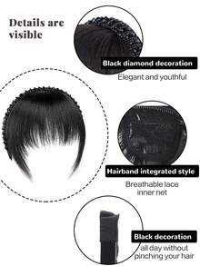 Nahtlose rutschfeste synthetische Perücke mit Pony Haarband, geeignet für Frauen, bedeckt Haaransatz und graue Haare, natürliche unsichtbare ultradünne Pony Perücke Haarband, Haarband, Haargummi, Herbst, Haaraccessoires, Frauenhaarband, Reise, Geburtstag - Verschiedenfarbig - Übersicht 2