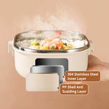 700/1400/2100毫升 304不锈钢多层便当盒，带勺子，可爱卡通分层便当盒，大容量密封食品储存容器，可堆叠水果沙拉午餐盒，适合成人学生在学校、办公室、户外野餐、旅行中使用 - 彩色 - 查看 5