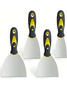 WORKPRO Wallpaper Scrapers 4-Piece, Stainless Steel Paint Scraper, Wall Scraper Set With Soft Handle, For Drywall Finishing, Plaster Scraping, Wallpaper, 38/76/100/150mm