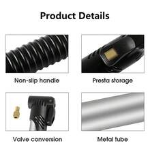 1pc Portable Bike Air Pump, Silver Color, Road/Mountain Bicycle Tire Inflator, Universal Presta And Schrader Valve