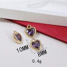 1 pieza/4 piezas/6 piezas Colgante con borde en forma de corazón y circonita, Colgante con dije colorido para pulsera DIY, collar, decoración de joyería