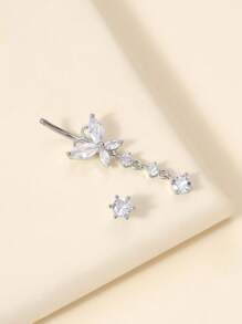 1pc Women's Navel Piercing Butterfly Style Navel Ring, Fashionable Belly Button Piercing Jewelry For Daily Wear