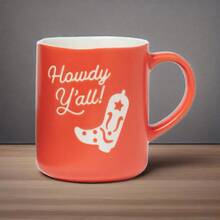 16oz Stoneware 'Howdy Y'all!' Mug Red: Coffee Mugs, Microwave & Dishwasher Safe, Hot/Cold Beverages - Red - View 1