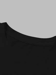 00008-A Women's Tight-Fitting Top, With A Creative And Fashionable Whale Shark Pattern Print, Pure And Desirable Korean Y2K Style Summer Round-Neck Short-Sleeve T-Shirt, Women's Clothing QHH2486 - 黑色 - 查看 3