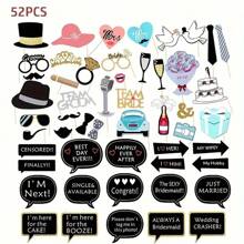 31 pièces Accessoires pour photomaton de mariage - Panneaux pour photomaton de enterrement de vie de jeune fille et douche de mariage, multicolore, convient pour mariage, remise de diplôme, anniversaire et événements de célébration - Décoration amusante et festive