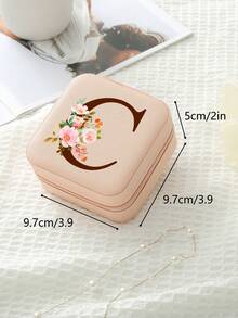 1pc Travel Jewelry Box,Monogram Gift Boxes,Bridesmaids Gifts Jewelry Case,Personalized Floral Jewelry Case,Travel Jewelry Box Wedding,Jewelry Box Necklace,Jewelry Box Earrings,Jewelry Box Mini,Travel Essentials Travel Accessories Travel Bag For Vacation Holiday Back To School School Stuff Jewellery Box Jewelry Organizer - Multicolor - View 14