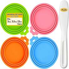 Lydia&#39;S  2 Pack Pet Food Can Covers, Universal Silicone Can Lids For Dog &Amp; Cat Food, Fits Most Standard Size Food Cans,  &Amp; Dishwasher Safe (Blue + Orange)