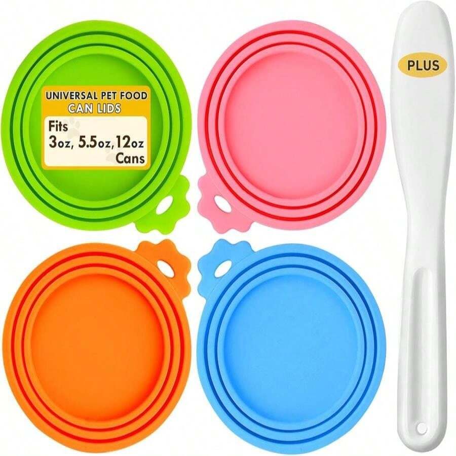 Lydia&#39;S  2 Pack Pet Food Can Covers, Universal Silicone Can Lids For Dog &Amp; Cat Food, Fits Most Standard Size Food Cans,  &Amp; Dishwasher Safe (Blue + Orange)