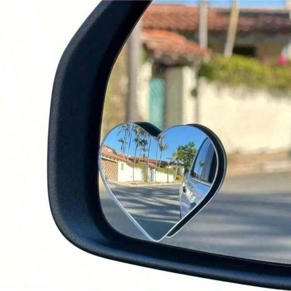 1 Pair Automotive Rearview Mirror Heart Shaped Blind Spot Mirror, Wide Angle Convex Auxiliary Rear View Mirror For 360° Vision