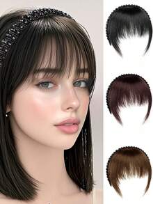 Nahtlose rutschfeste synthetische Perücke mit Pony Haarband, geeignet für Frauen, bedeckt Haaransatz und graue Haare, natürliche unsichtbare ultradünne Pony Perücke Haarband, Haarband, Haargummi, Herbst, Haaraccessoires, Frauenhaarband, Reise, Geburtstag - Verschiedenfarbig - Übersicht 1
