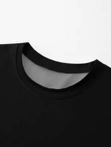 男士渐变色字母印花休闲圆领短袖 T 恤 - 紅色 - 查看 4