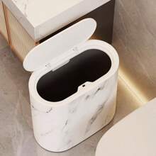 1 pieza Basurero estrecho de accesorios de baño de estilo nórdico con textura de grano de mármol