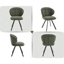 Chairus Kitchen Dining Chairs Set Of 2 Upholstered Side Chair In Chenille Fabric Comfortable Dining Room Chairs With Metal Legs - Green - View 5